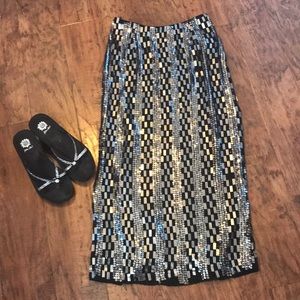 Cheeta B Black Long Sequin Skirt Size 8